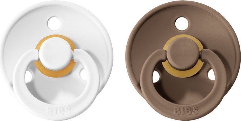 Šidítko kulaté Kaučuk 2 ks Bibs Colour White / Dark Oak 6-18 měsíců - obrázek 1