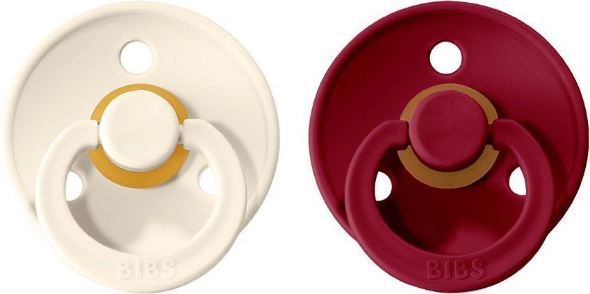Šidítko kulaté Kaučuk 2 ks Bibs Colour Ivory / Ruby 0-6 měsíců - obrázek 1