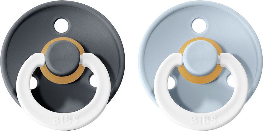 Šidítko kulaté Kaučuk 2 ks Bibs Colour Iron Noční / Baby Blue Noční 0-6 měsíců - obrázek 1
