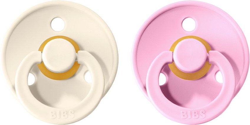 Šidítko kulaté Kaučuk 2 ks Bibs Colour Ivory / Baby Pink - obrázek 1