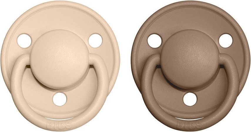 Šidítko kulaté Kaučuk 2 ks Bibs De Lux Vanilla / Dark Oak - obrázek 1