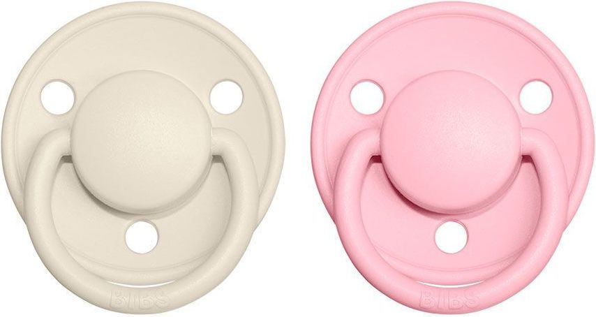 Šidítko kulaté Kaučuk 2 ks Bibs De Lux Ivory / Baby Pink 0-6 měsíců - obrázek 1