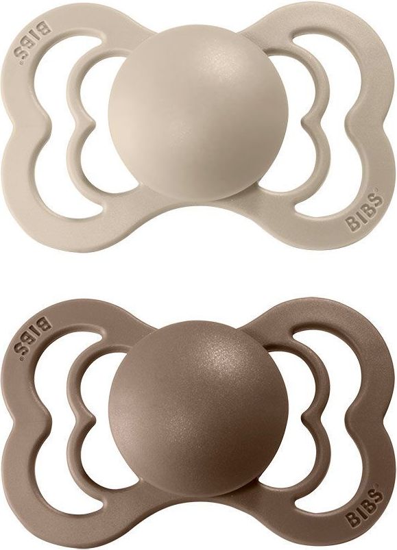 Šidítko kulaté Kaučuk 2 ks Bibs Supreme Vanilla / Dark Oak 0-6 měsíců - obrázek 1