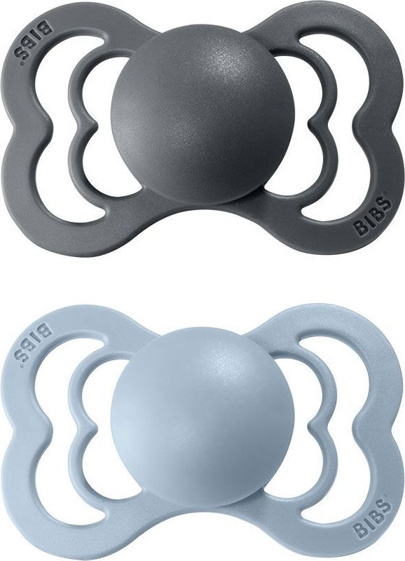 Šidítko kulaté Kaučuk 2 ks Bibs Supreme Iron / BabyBlue - obrázek 1