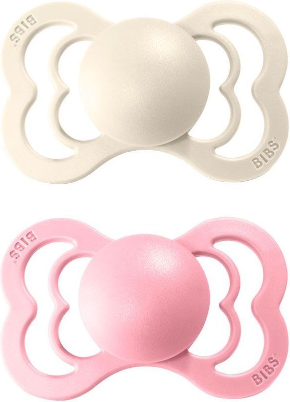 Šidítko kulaté Kaučuk 2 ks Bibs Supreme Ivory / Baby Pink - obrázek 1