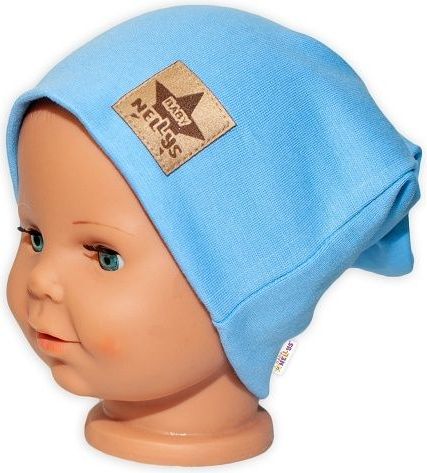 Baby Nellys Hand Made Dětská funkční čepice s dvojitým lemem - sv. modrá - 48/50 čepičky obvod - obrázek 1