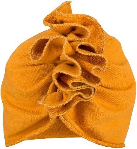 EEVI EEVI Dětská jarní/podzimní bavlněná čepice - turban, hořčicová, 44-48 cm, 3-7let - obrázek 1