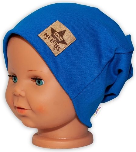 Baby Nellys Baby Nellys Hand Made Dětská funkční čepice s dvojitým lemem - tm. modrá, obvod  52-54cm - obrázek 1