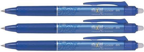 Rollery "Frixion Clicker", modrá, 0,5/0,25mm, vymazatelný, 3 ks v balení, PILOT, bal. 3 ks - obrázek 1