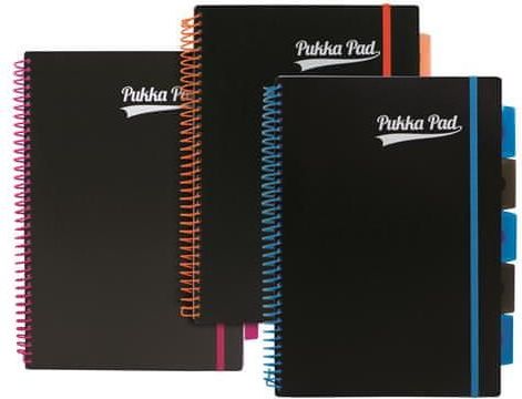 Pukka Pad Blok "Neon černý notepad", A4, mix barev, linkovaný, 100 listů, spirálová vazba - obrázek 1