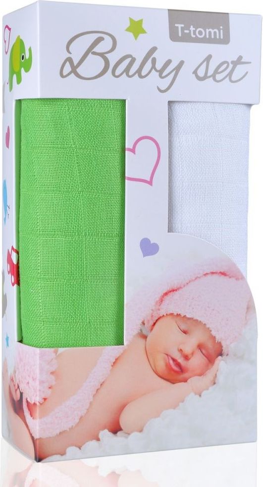 T-TOMI Accessories s.r.o. Bambusová osuška 2 ks T-Tomi Baby Set Green/White 2020 - obrázek 1