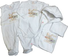 Souprava kojenecká 3-dílná s teplým kabátkem - ZAJÍC bílá - vel.62 - obrázek 1