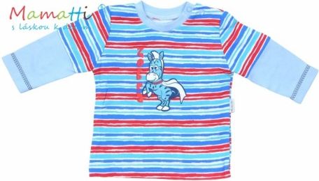 Tričko dlouhý rukáv Mamatti - ZEBRA - sv. modré/barevné pružky - obrázek 1
