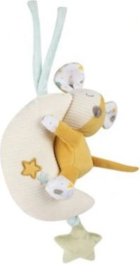 Canpol babies Závěsná plyšová hračka s melodií a pískatkem - Myška na měsíčku - obrázek 1