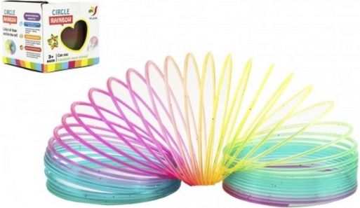 Spirála/pružina duhová plast průměr 7cm v krabičce - obrázek 1