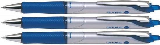 Kuličková pera "Acroball", modrá, 0,25 mm, kovový klip, 3 ks v balení, PILOT, bal. 3 ks - obrázek 1