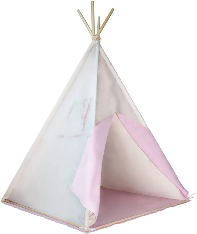 Infantastic 74133 Dětský stan teepee, růžovo/béžový, s příslušenstvím + vlajka - obrázek 2