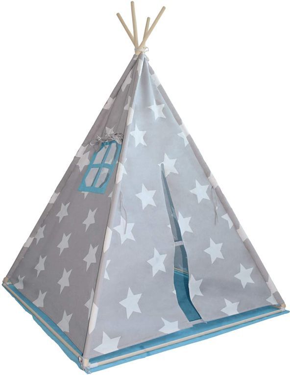 Infantastic 74132 Dětský stan teepee, modro/šedý, s příslušenstvím - obrázek 3