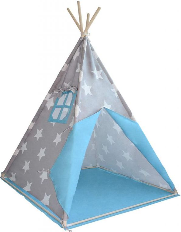 Infantastic 74132 Dětský stan teepee, modro/šedý, s příslušenstvím - obrázek 1