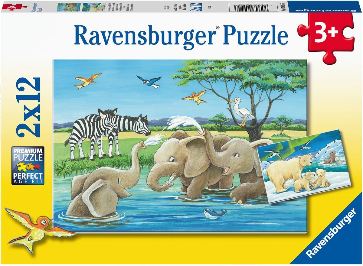 Ravensburger puzzle Zvířata z celého světa 2x12 dílků - obrázek 1
