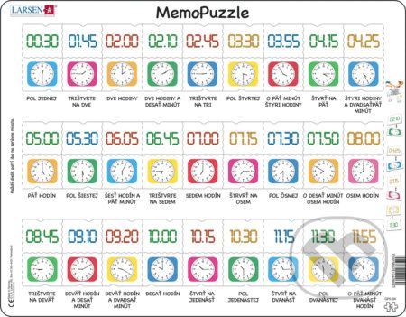 MemoPuzzle: Spoznávanie hodín Pexeso puzzle - Larsen - obrázek 1
