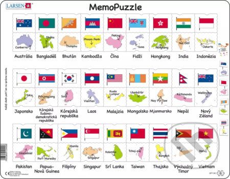 MemoPuzzle: Vlajky Ázia a Austrália - Pexeso puzzle - Larsen - obrázek 1
