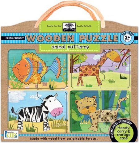 Green Start Animal Pattern Wooden Puzzle - Innovative Kids - obrázek 1
