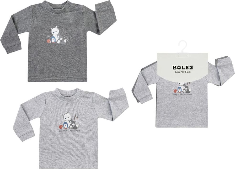 BOLEY dětský set 2 ks triček MULTIPACK Unisex 68 šedá - obrázek 1