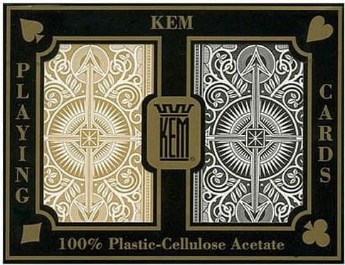 KEM Pokrové karty Black/Gold wide 100% plastové, 2 balíčky - obrázek 1