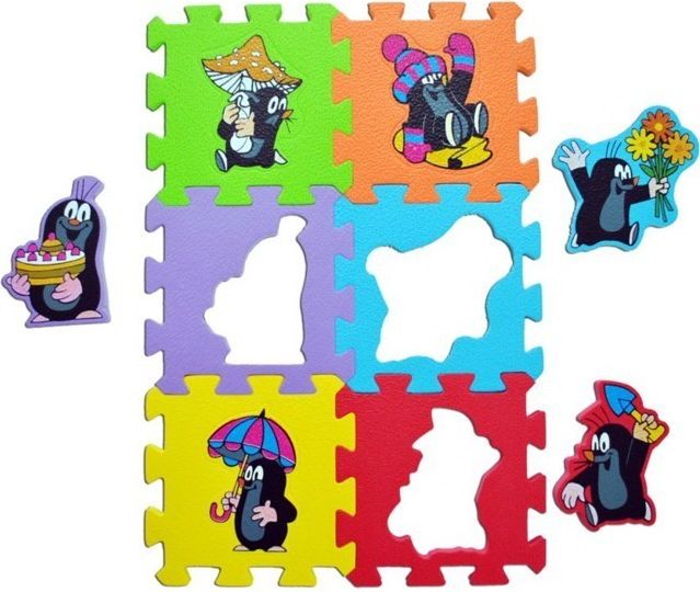 Puzzle pěnové - 15x15cm, 6ks, Krtek (HM Studio) - obrázek 1