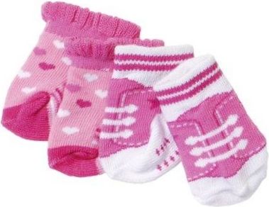 Baby Born Ponožky 2 páry 823576 růžové se srdíčky a růžové s tkaničkami - obrázek 1