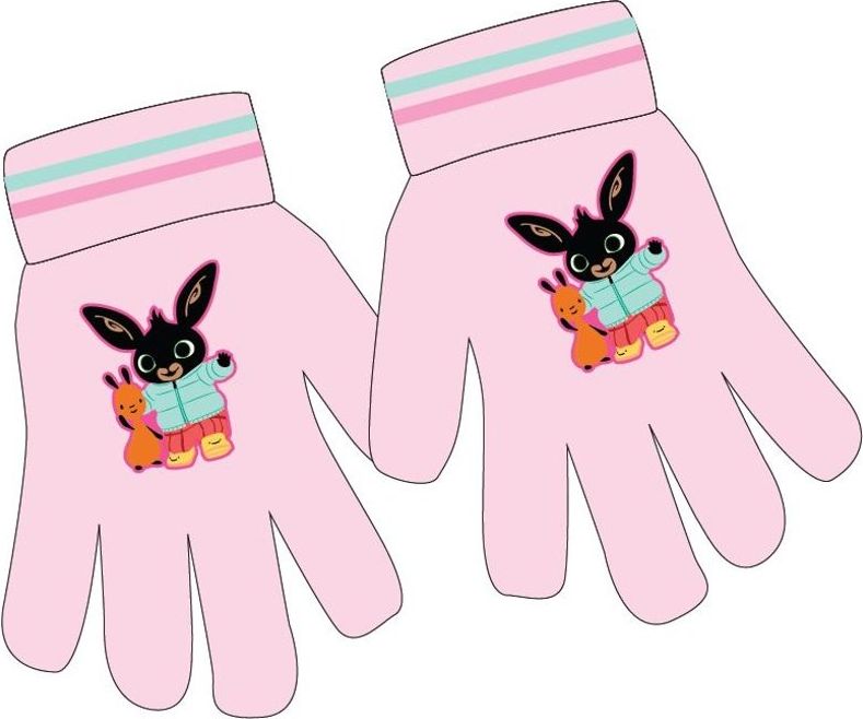 E plus M · Dětské / dívčí pletené prstové rukavice Zajíček Bing - růžové - obrázek 1