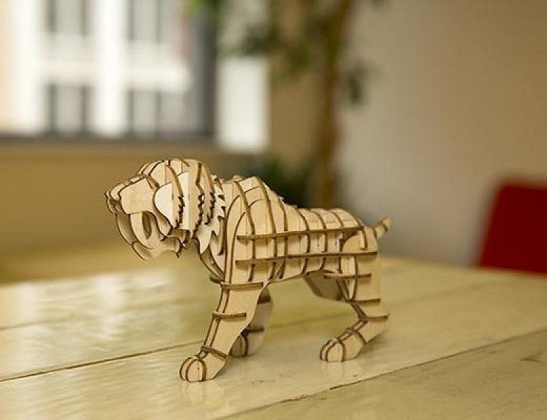 Dřevěné 3D puzzle šavlozubý tygr - obrázek 2