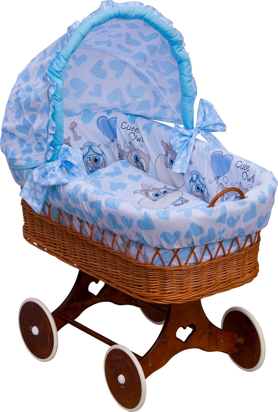 Proutěný košík na miminko s boudičkou Scarlett Kulíšek - modrá - obrázek 1