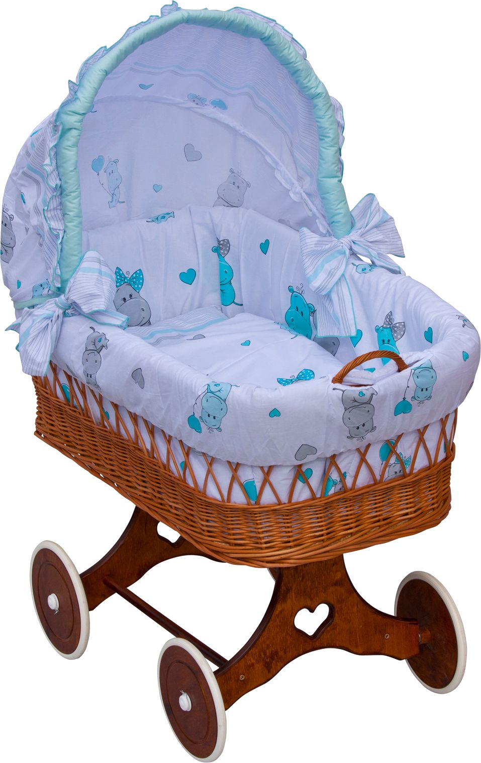 Proutěný košík na miminko s boudičkou Scarlett Pupis - modrá - obrázek 1