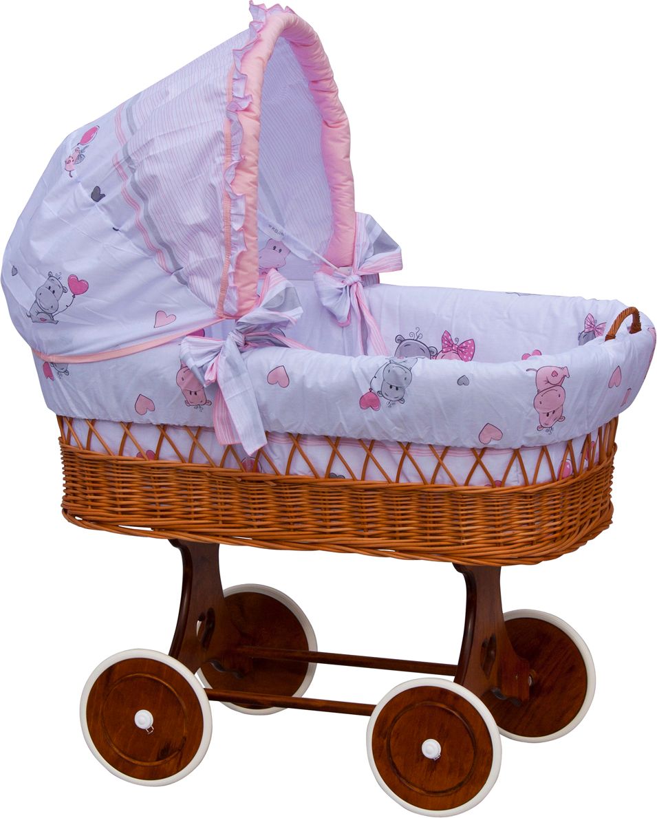 Proutěný košík na miminko s boudičkou Scarlett Pupis - růžová - obrázek 1