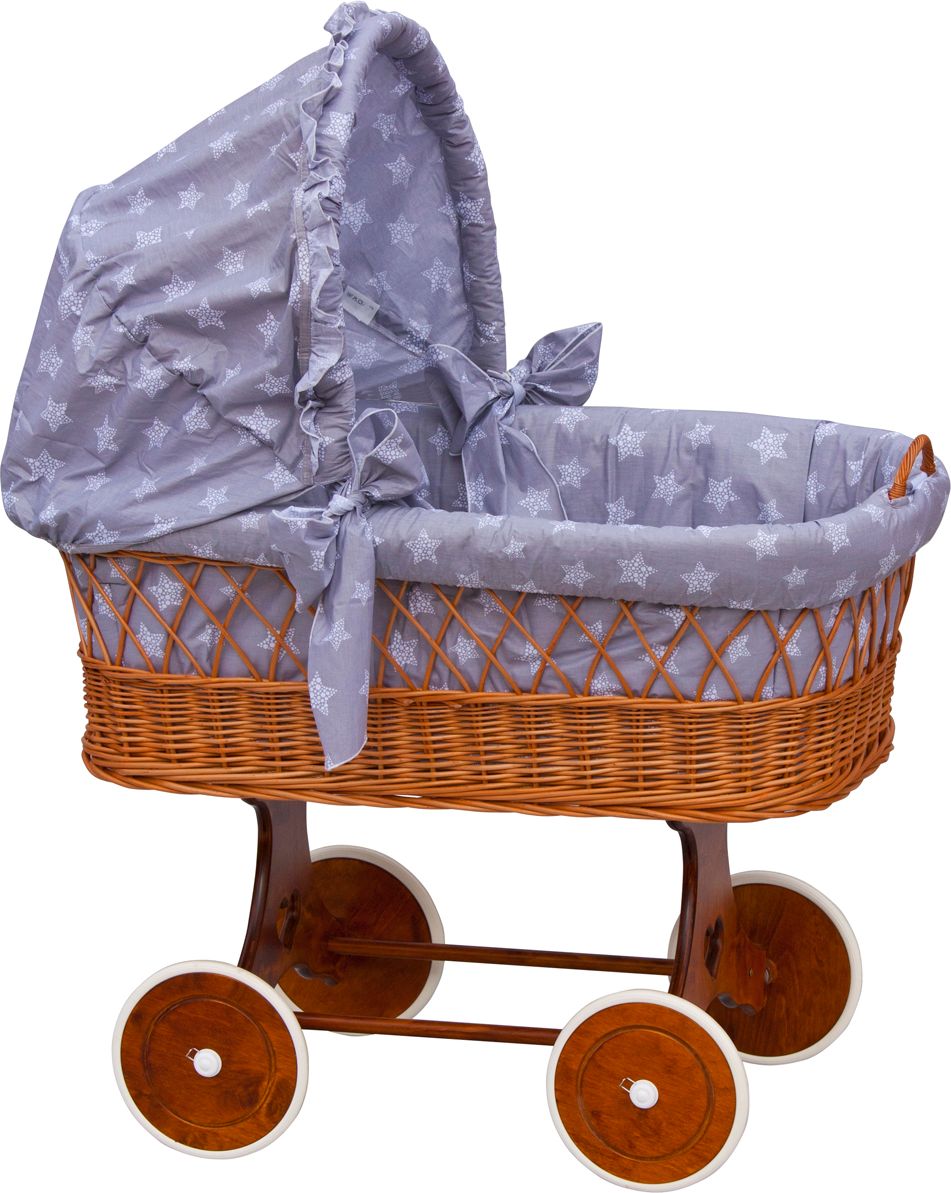 Proutěný košík na miminko s boudičkou Scarlett hvězdička - šedá - obrázek 1