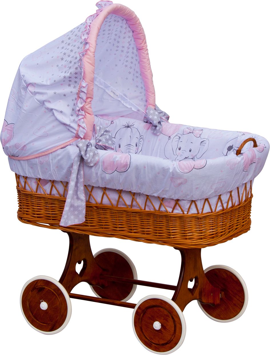 Proutěný košík na miminko s boudičkou Scarlett Gusto - růžová - obrázek 1