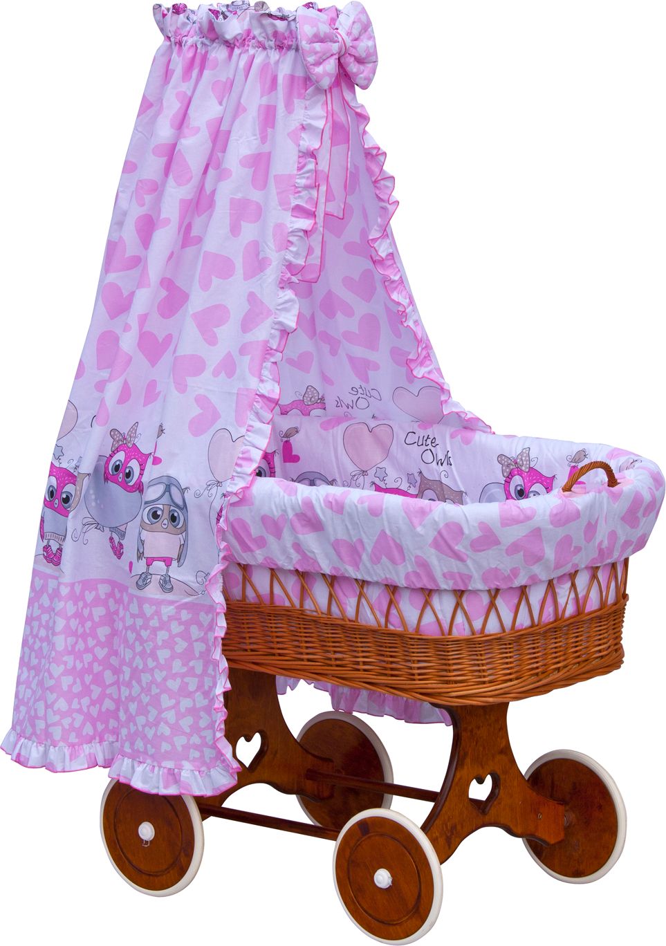 Proutěný košík na miminko s nebesy Scarlett Kulíšek - růžová - obrázek 1