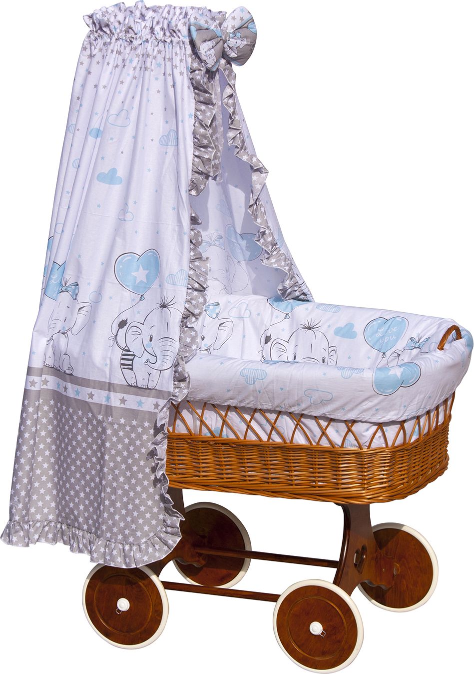 Proutěný košík na miminko s nebesy Scarlett Gusto - modrá - obrázek 1