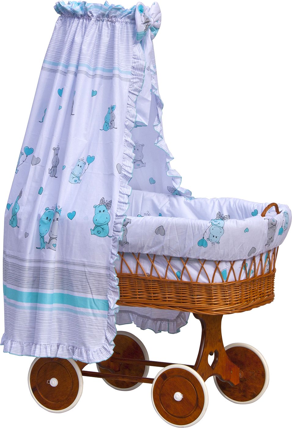 Proutěný košík na miminko s nebesy Scarlett Pupis - modrá - obrázek 1