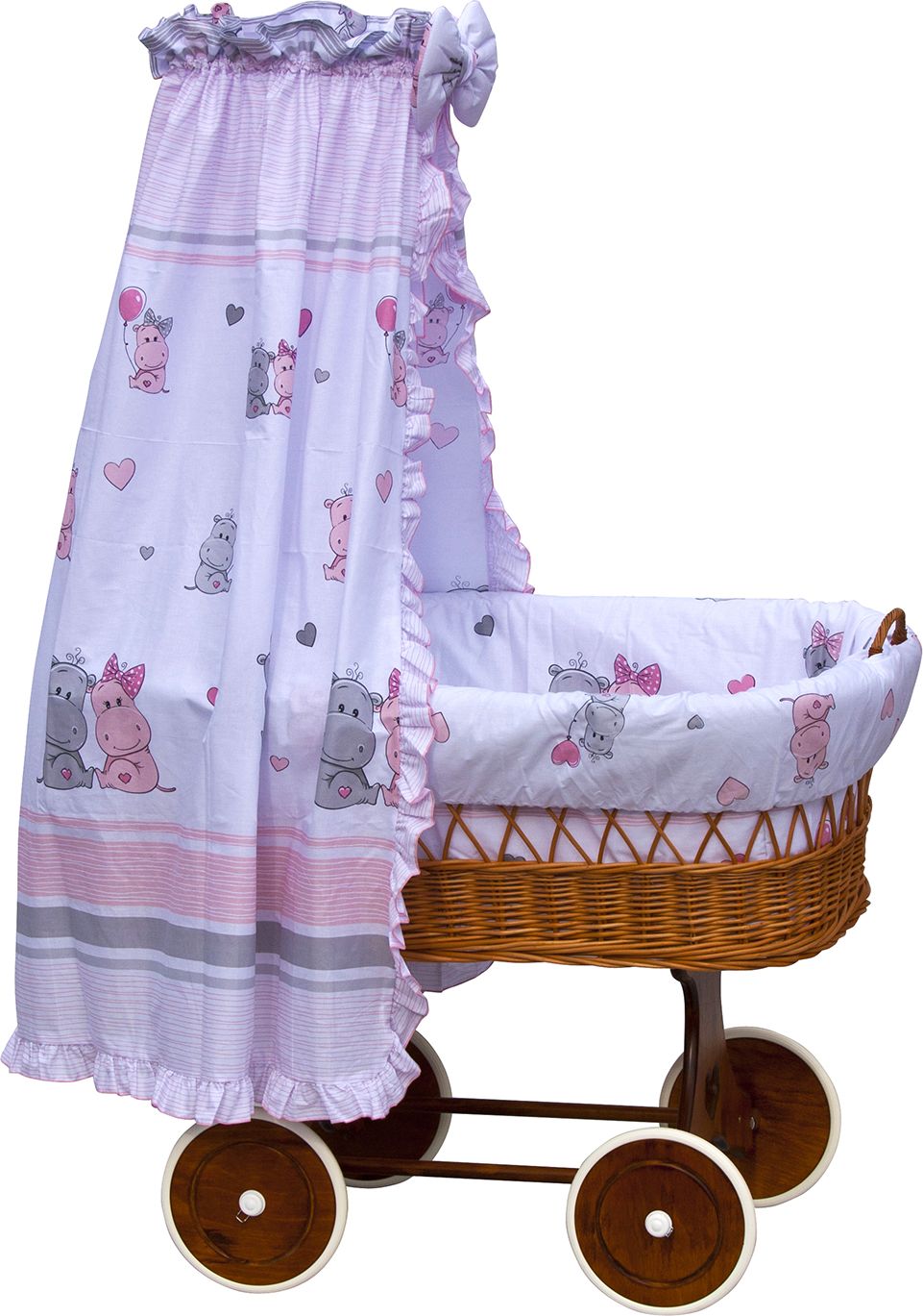 Proutěný košík na miminko s nebesy Scarlett Pupis - růžová - obrázek 1
