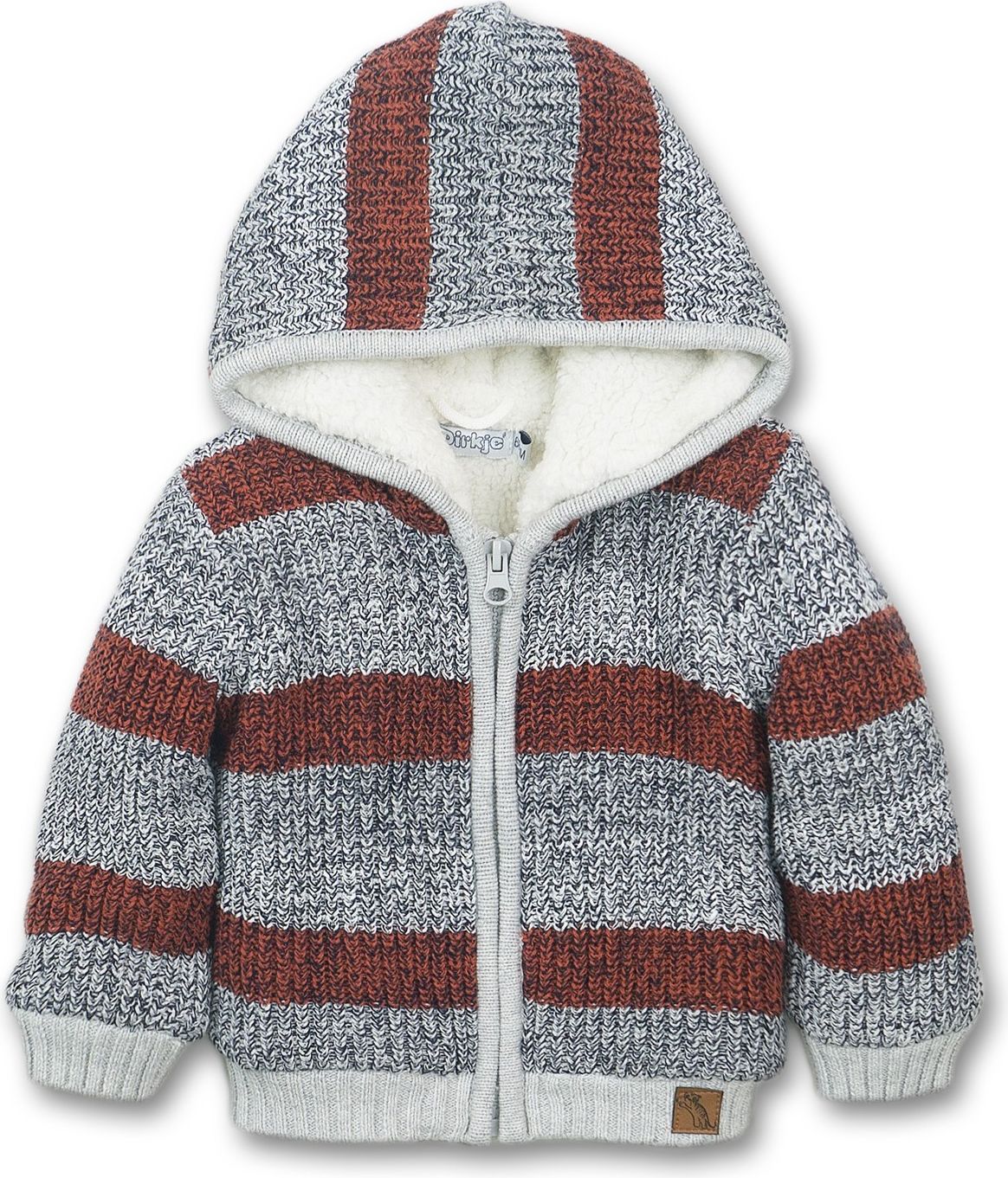 DIRKJE Svetr s kapucí D-CUTIE IS MY SuperPower 68 Navy + grey + rusty brown - obrázek 1