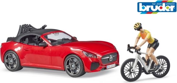 Bruder 3485 Sportovní auto Dodge s cyklistkou a kolem - obrázek 1