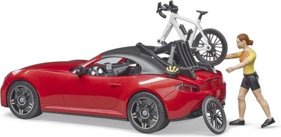 Bruder 3485 Sportovní auto Dodge s cyklistkou a kolem - obrázek 2