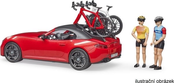 Bruder 3485 Sportovní auto Dodge s cyklistkou a kolem - obrázek 6