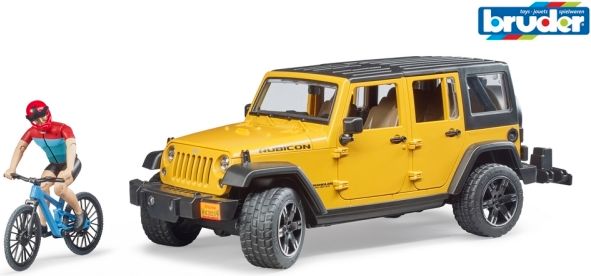 Bruder 2543 Jeep Wrangler Rubicon s cyklistou a kolem - obrázek 1