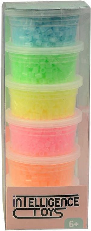 Korálky plastové k navlékání 6x 500ks neonové pastelové barvy v krabičce - obrázek 1