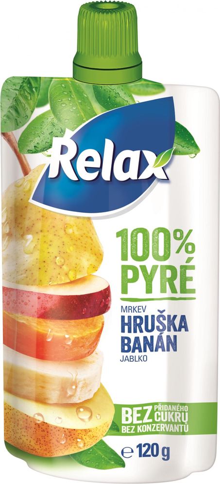 Relax 100% pyré Mrkev-HRUŠKA-BANÁN-jablko 12x 120g - obrázek 1