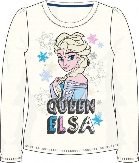 E plus M - Dívčí bavlněné tričko s dlouhým rukávem Ledové království / Frozen Elsa- krémové 110 - obrázek 1
